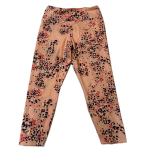 Floral Pink Coral Athletic Workout Leggings Back Pockets Baby Breath